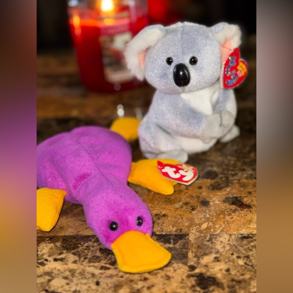 🐨TY Beanie Babies Aussie Koala & Patti Platypus Plush Bundle
